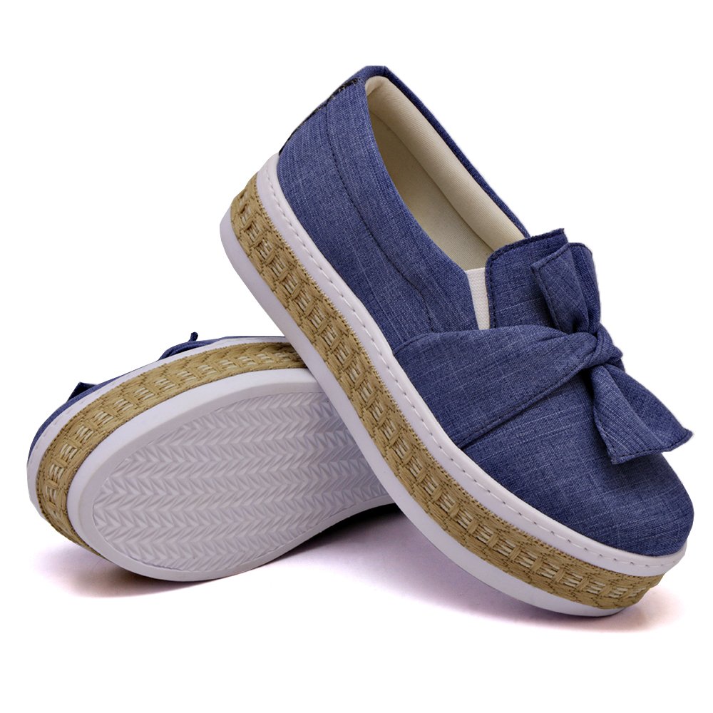 Tênis Slip On Dk Shoes Laço Frontal e Sola Borracha Robusta com Detalhe em Sisal Azul 1