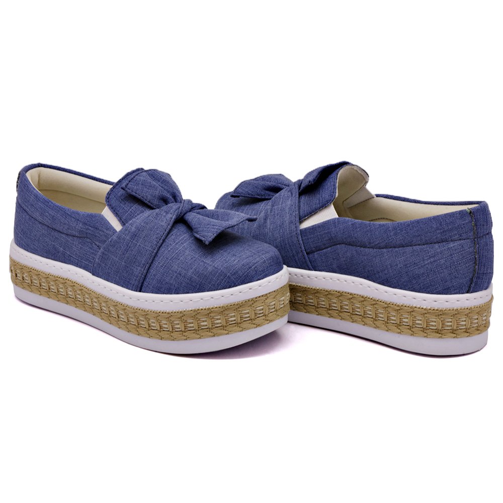Tênis Slip On Dk Shoes Laço Frontal e Sola Borracha Robusta com Detalhe em Sisal Azul 2