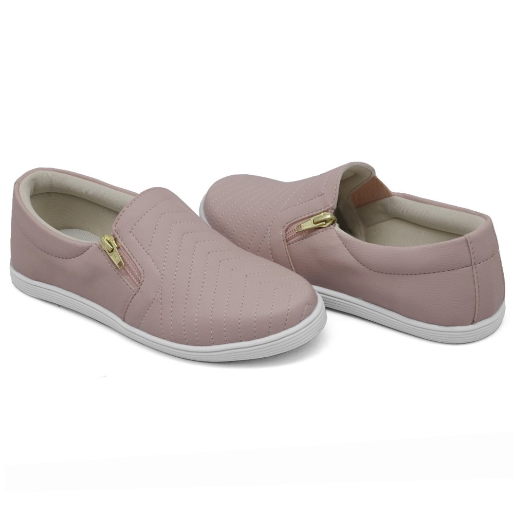 Tênis Slip On Dk Shoes com Zíper Detalhe em Costura Frontal e Sola Reta Cinza 2