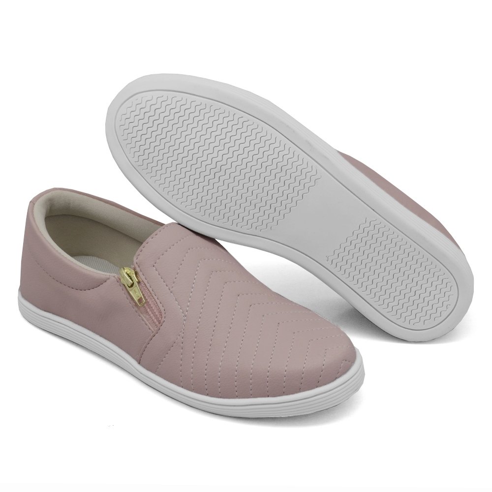 Tênis Slip On Dk Shoes com Zíper Detalhe em Costura Frontal e Sola Reta Cinza 3