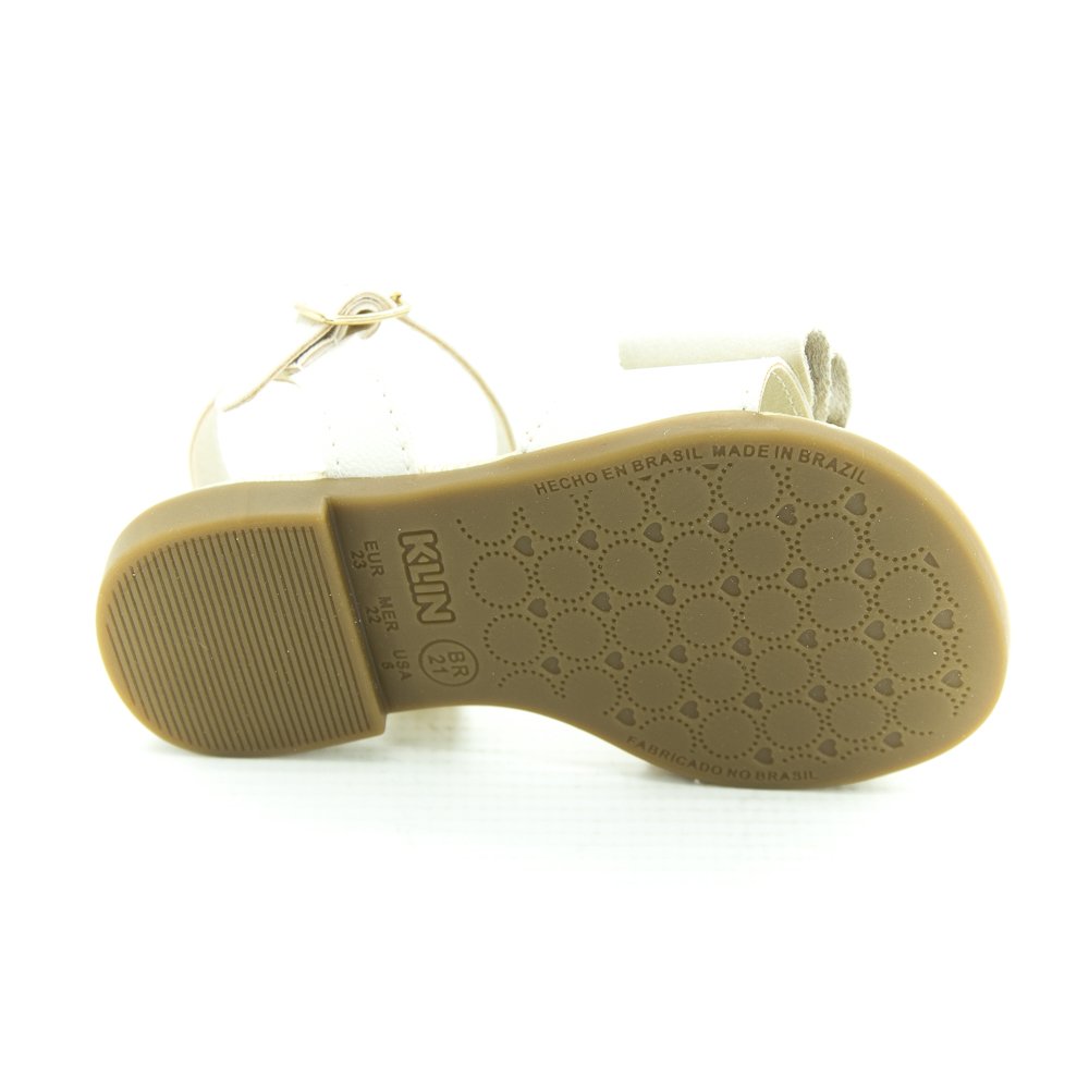 Sandália Infantil Menina Klin Suami Mini - Off White Dourado 5