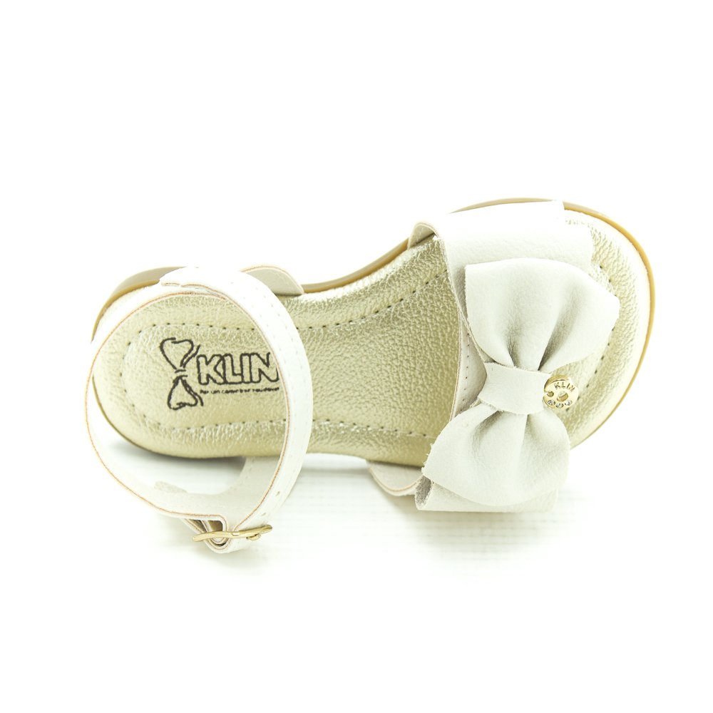 Sandália Infantil Menina Klin Suami Mini - Off White Dourado 1