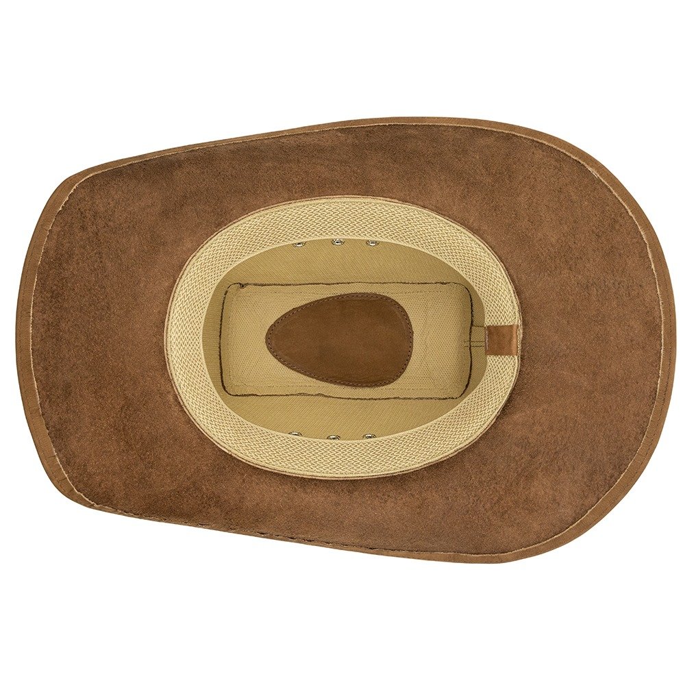 Chapeu Country Couro Americano Australiano Aba Arame em Aço Barretos Rodeio Western Boiadeira Marrom 4