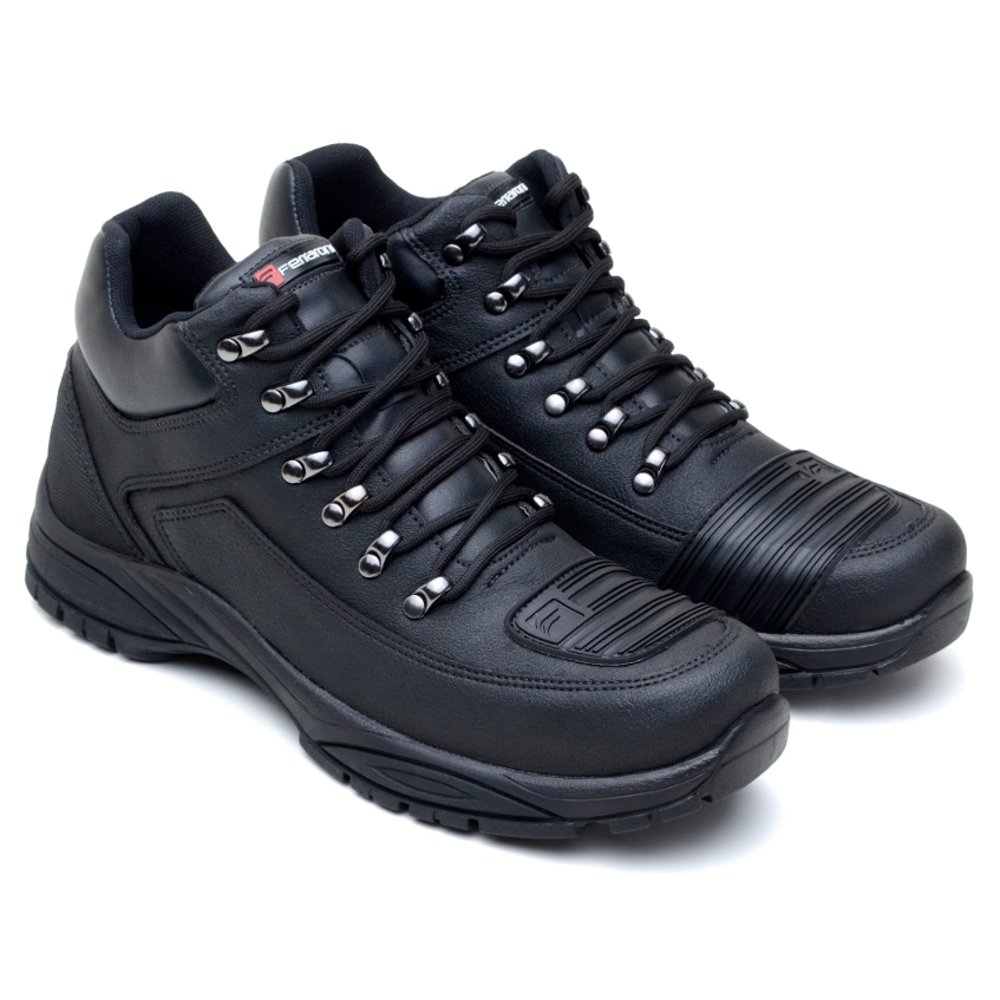 Bota Segurança Motoqueiro Masculina Coturno Tratorado Adventure Solado Borracha Confortavel Preto 2
