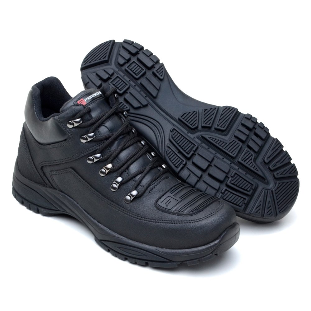 Bota Segurança Motoqueiro Masculina Coturno Tratorado Adventure Solado Borracha Confortavel Preto 3