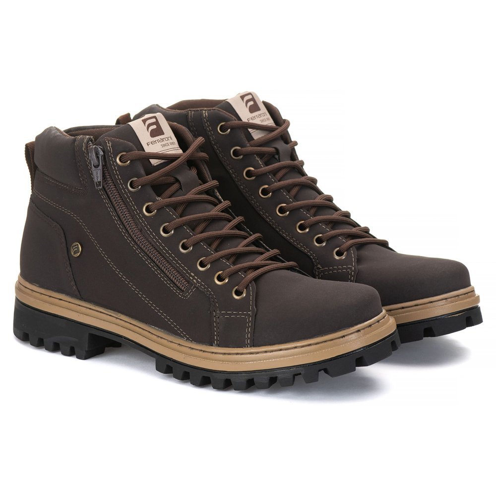 Bota Coturno Motociclista Masculina Militar Resistente Acampamento Solado Borracha Bico Reforçado Marrom 2
