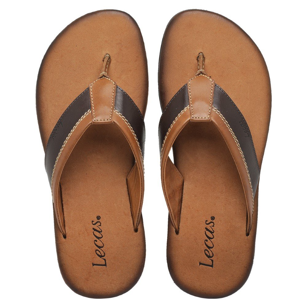 Chinelo de Dedo Masculino Couro Moderno Palmilha EVA Forrada Super Confortavel Marrom 2