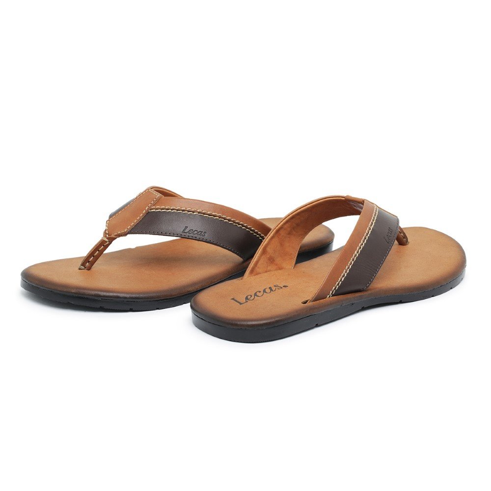 Chinelo de Dedo Masculino Couro Moderno Palmilha EVA Forrada Super Confortavel Marrom 3