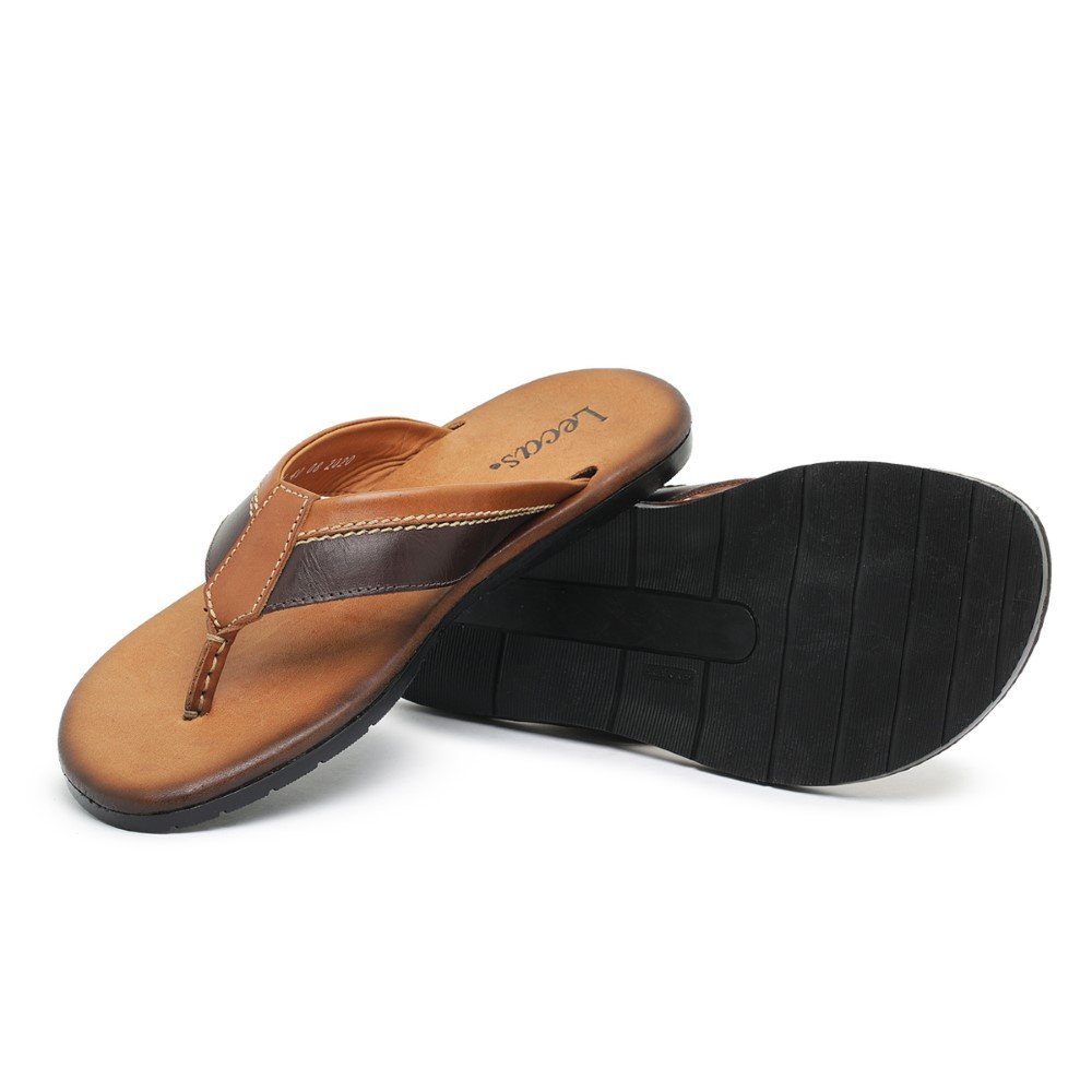Chinelo de Dedo Masculino Couro Moderno Palmilha EVA Forrada Super Confortavel Marrom 4