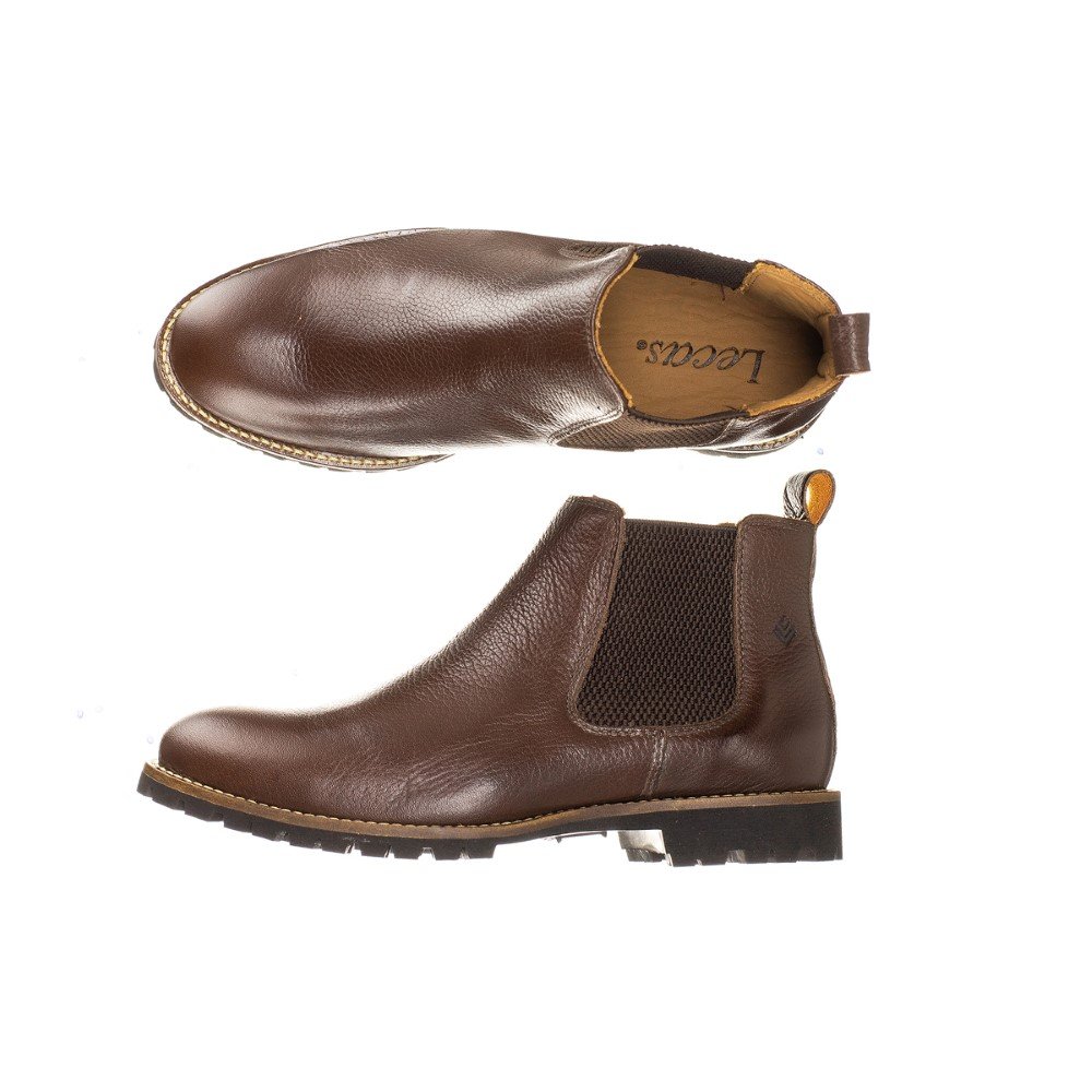 Bota Botina Cano Curto Feminina Chelsea Couro Elastico Trabalho Confortavel Resistente Marrom 2