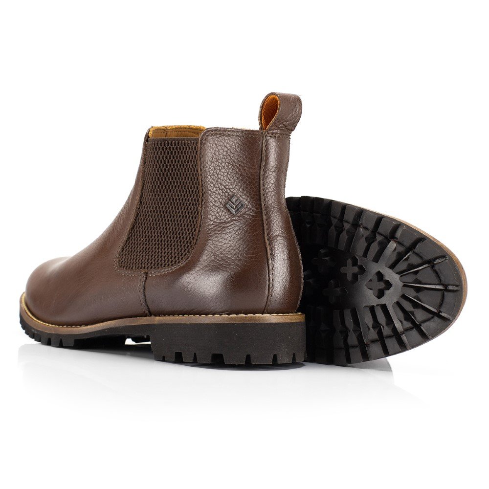 Bota Botina Cano Curto Feminina Chelsea Couro Elastico Trabalho Confortavel Resistente Marrom 3
