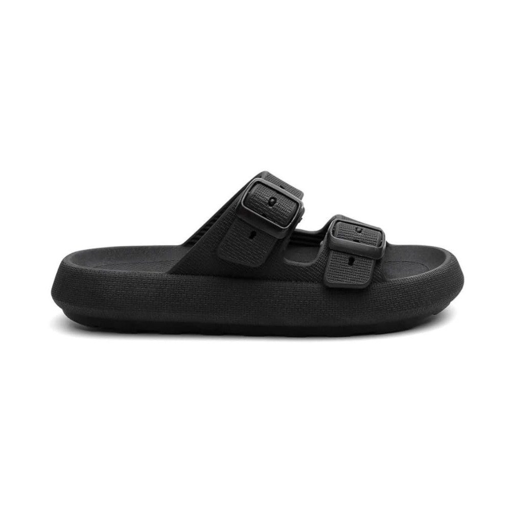 Chinelo Nuvem Slide Feminino Fivela Com Regulagem Sola Microexpandida Confortavel e Resistente Preto 2
