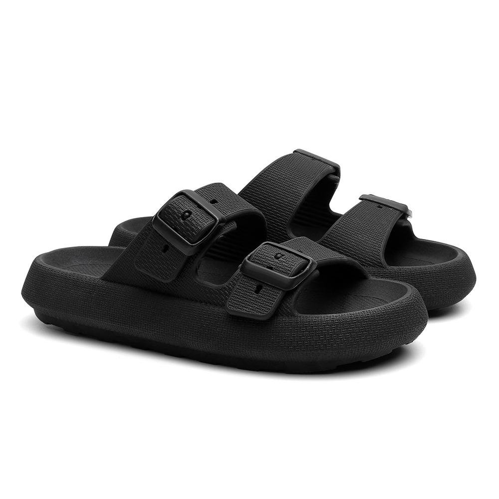 Chinelo Nuvem Slide Feminino Fivela Com Regulagem Sola Microexpandida Confortavel e Resistente Preto 3