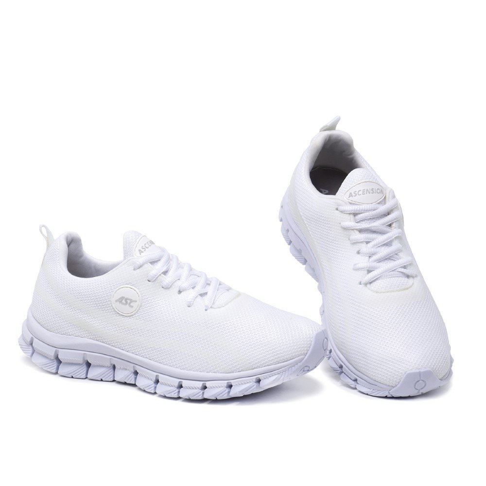 Tenis Ascension Tamanho Especial Caminhada Com Cadarço Otima Qualidade Solado Microexpandido Branco 2