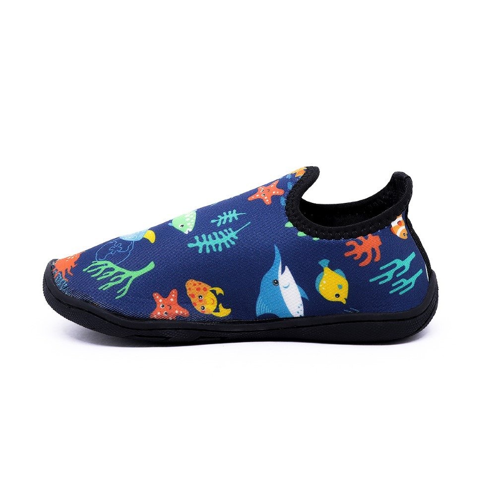 Tenis Sapatilha Infantil Aquatica Neoprene Estampa Fundo do Mar Leve Macia Calce Facil Sola Borracha Azul 3