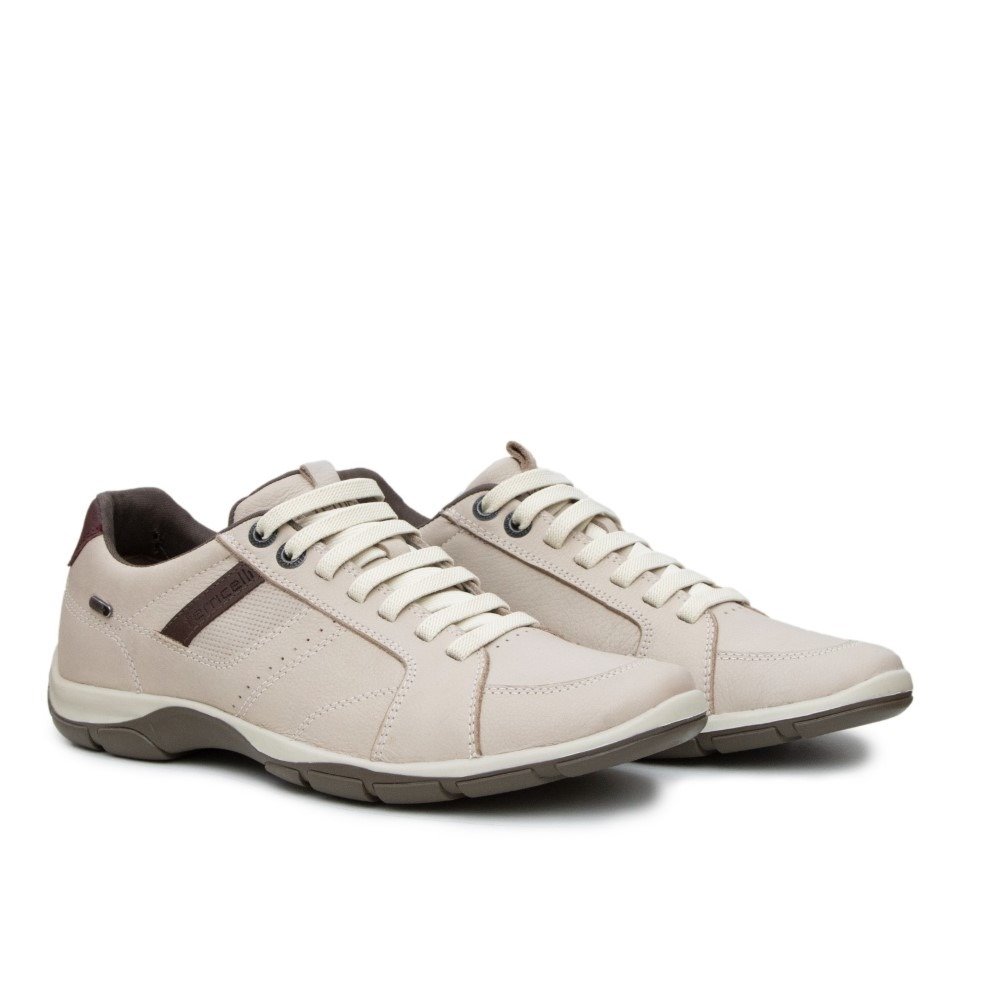 Kit 2 Pares Sapatenis Masculino Casual Couro Solado Borracha Ajuste Elastico Salto Interno Marrom/Bege 3