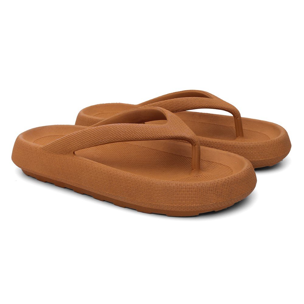Chinelo de Dedo Nuvem Feminino Microexpandido Anatomica Confortavel Palmilha Macia Praia Verao Marrom 3