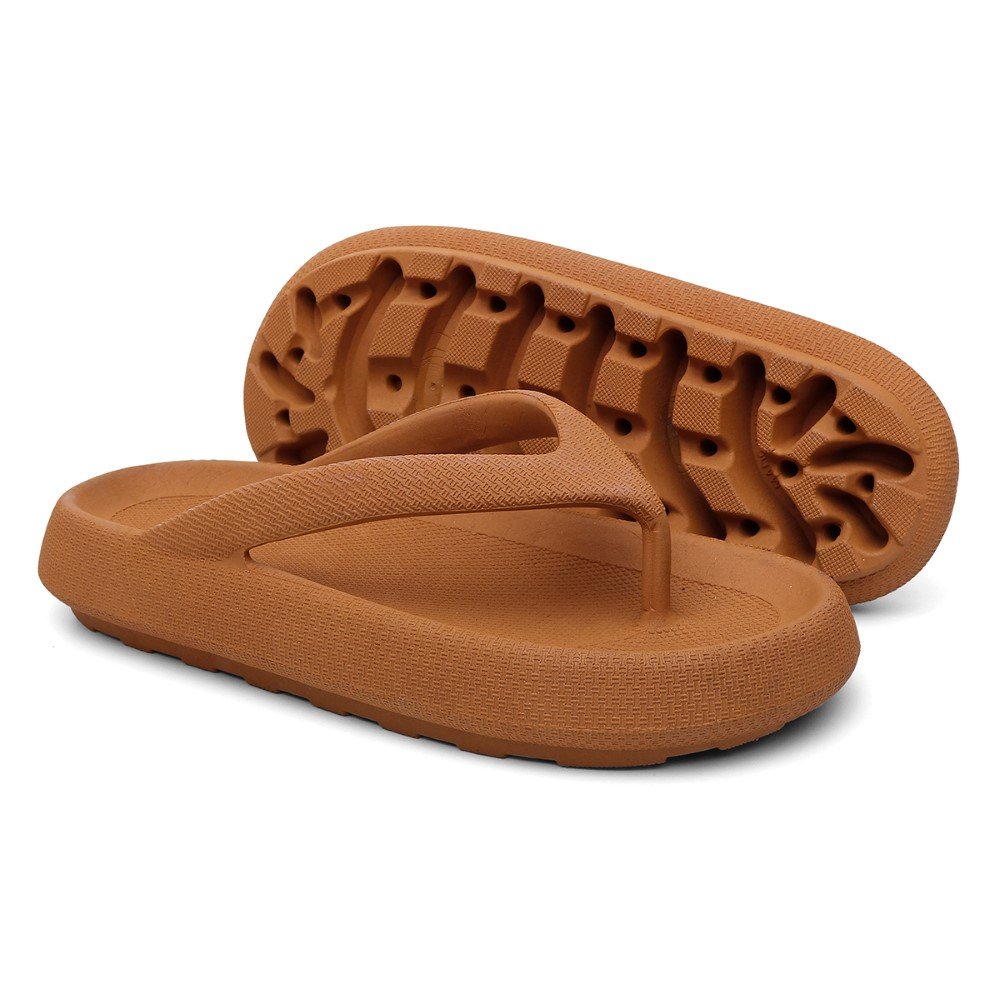 Chinelo de Dedo Nuvem Feminino Microexpandido Anatomica Confortavel Palmilha Macia Praia Verao Marrom 5