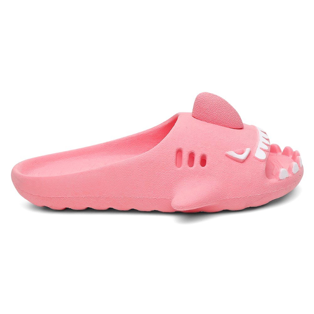 Chinelo Infantil Slide Tubarao Divertido Barbatana Calce Facil Microexpandido Conforto Resistente Rosa 2