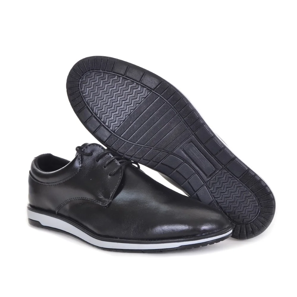 Sapato Social Masculino Com Cadarço Bico Redondo Esporte Fino Solado Borracha Elegante Trabalho Marrom 3