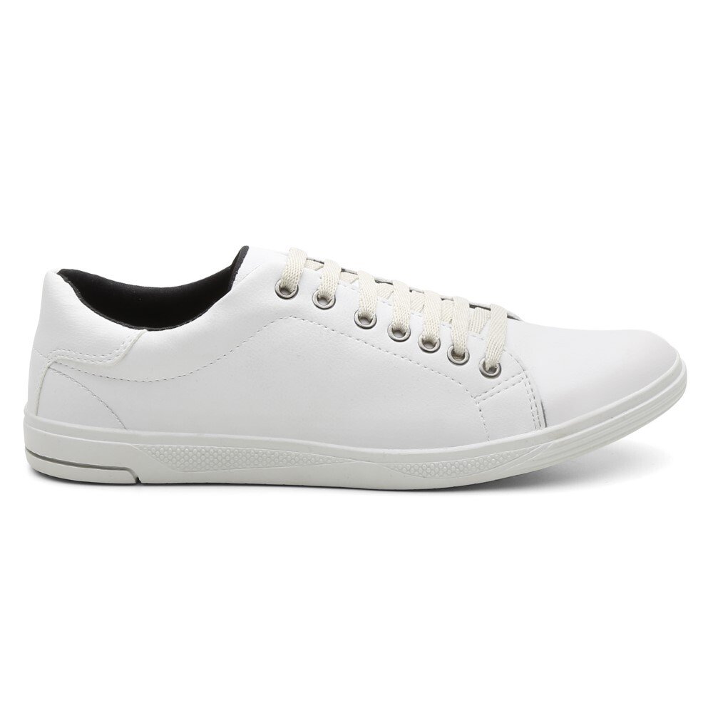 Tenis Sapatenis Masculino Cadarço Palmilha Macia Confortavel Calce Facil Moderno Dia a Dia Branco 2