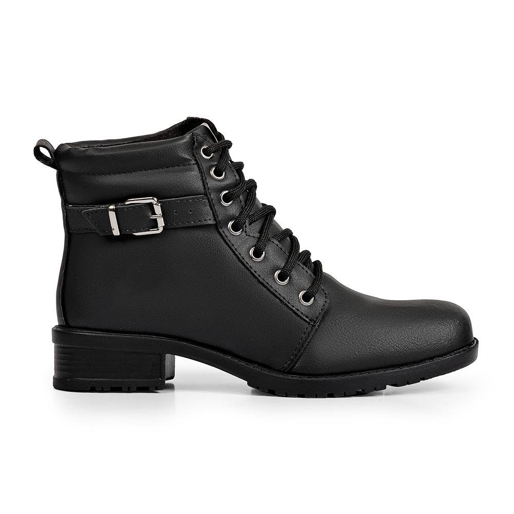 Bota Feminina Confortavel Cadarco e Fivela  33 a 40  Preto