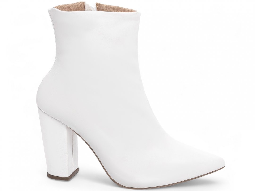 Elegancia e Conforto Definidos: Bota Branca com Ziper Salto 9cm Branco