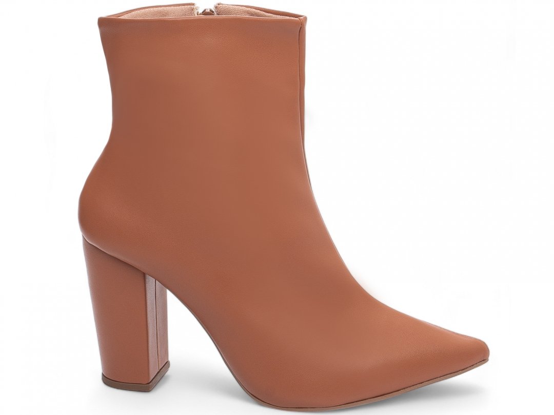 Elegancia e Conforto Definidos: Bota Caramelo com Ziper Salto 9cm Marrom 1