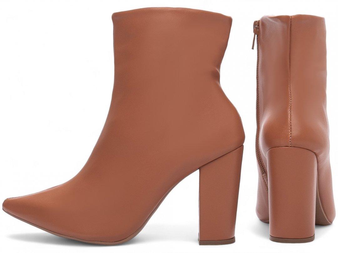 Elegancia e Conforto Definidos: Bota Caramelo com Ziper Salto 9cm Marrom 2