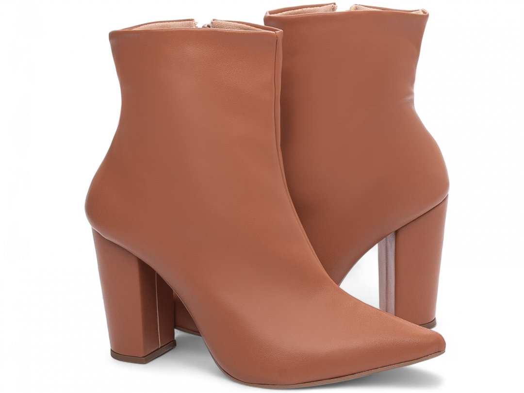 Elegancia e Conforto Definidos: Bota Caramelo com Ziper Salto 9cm Marrom 3