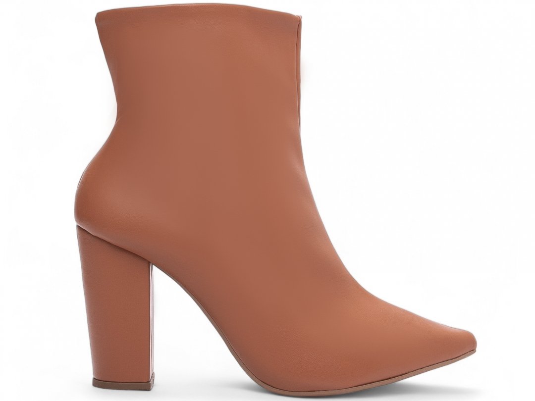 Elegancia e Conforto Definidos: Bota Caramelo com Ziper Salto 9cm Marrom 5