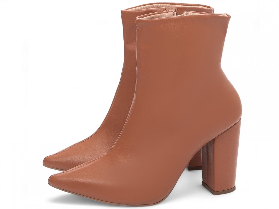 Elegancia e Conforto Definidos: Bota Caramelo com Ziper Salto 9cm Marrom 6