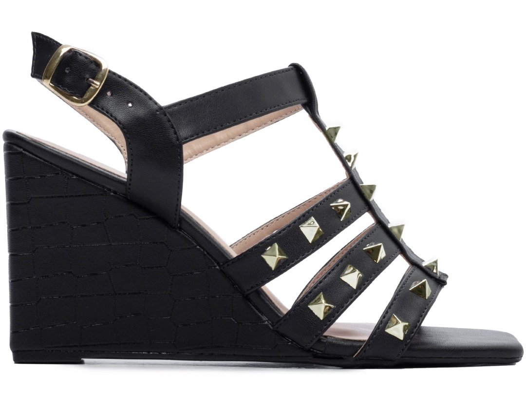 Elegancia e Conforto em Cada Passo - Sandalia Feminina Anabela Plataforma com Salto de 9cm Preto Preto 5
