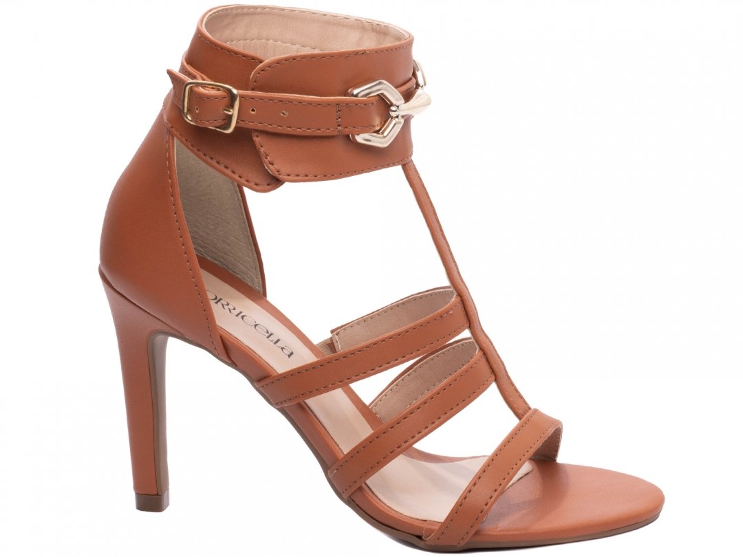 Sandalia Feminina Salto 9,5cm Caramelo - Elegancia e Conforto em Cada Passo Marrom 1