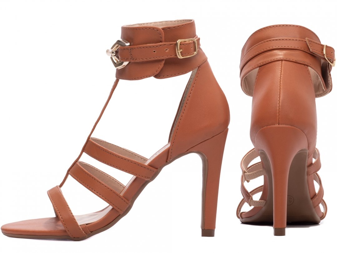 Sandalia Feminina Salto 9,5cm Caramelo - Elegancia e Conforto em Cada Passo Marrom 2
