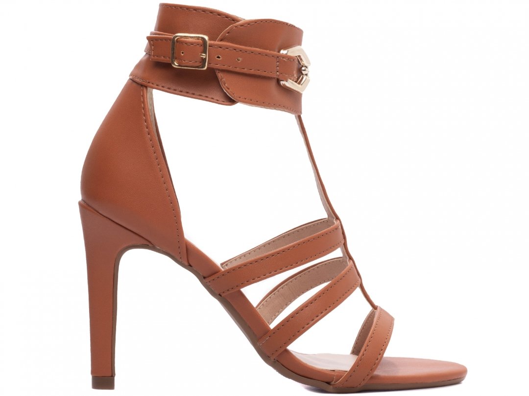 Sandalia Feminina Salto 9,5cm Caramelo - Elegancia e Conforto em Cada Passo Marrom 5