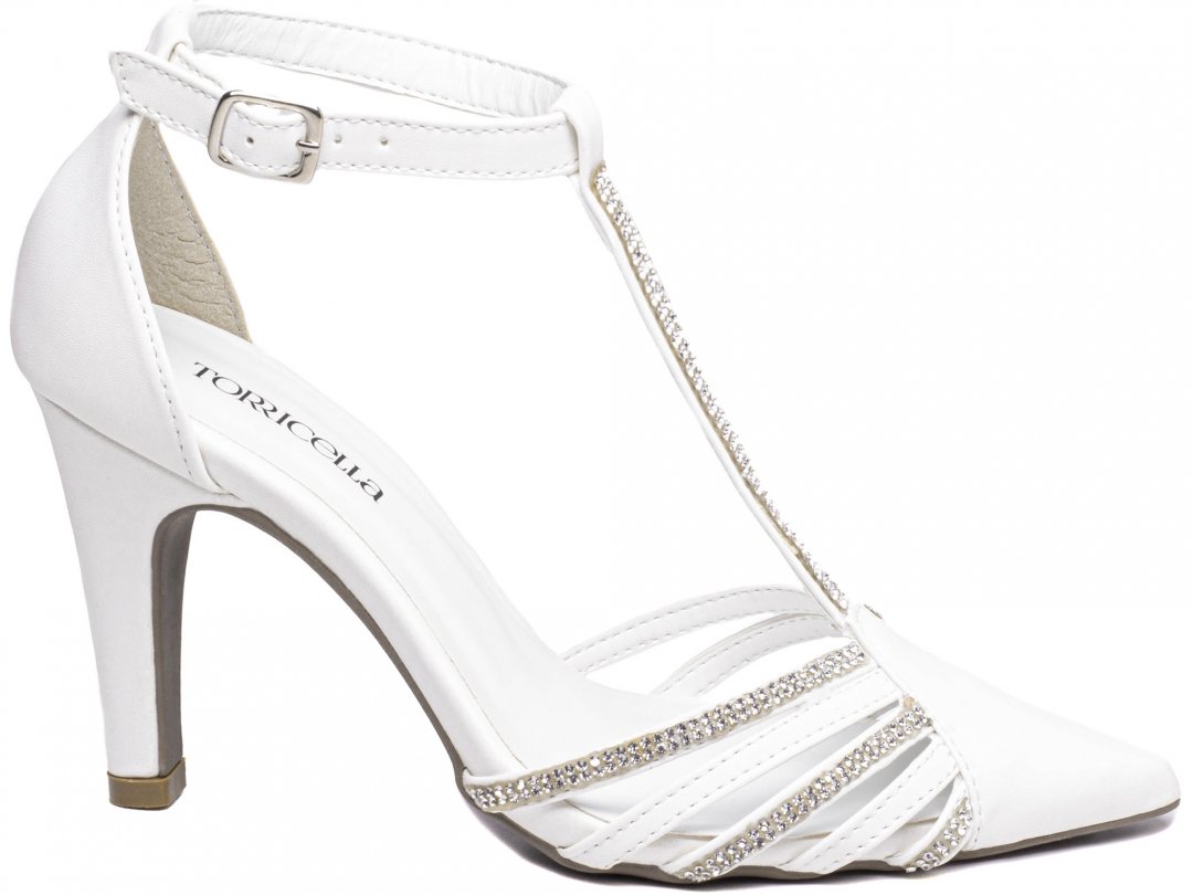 Brilho Nupcial: Scarpin com Strass Prata Salto 9cm - Beleza Radiante Branco 5