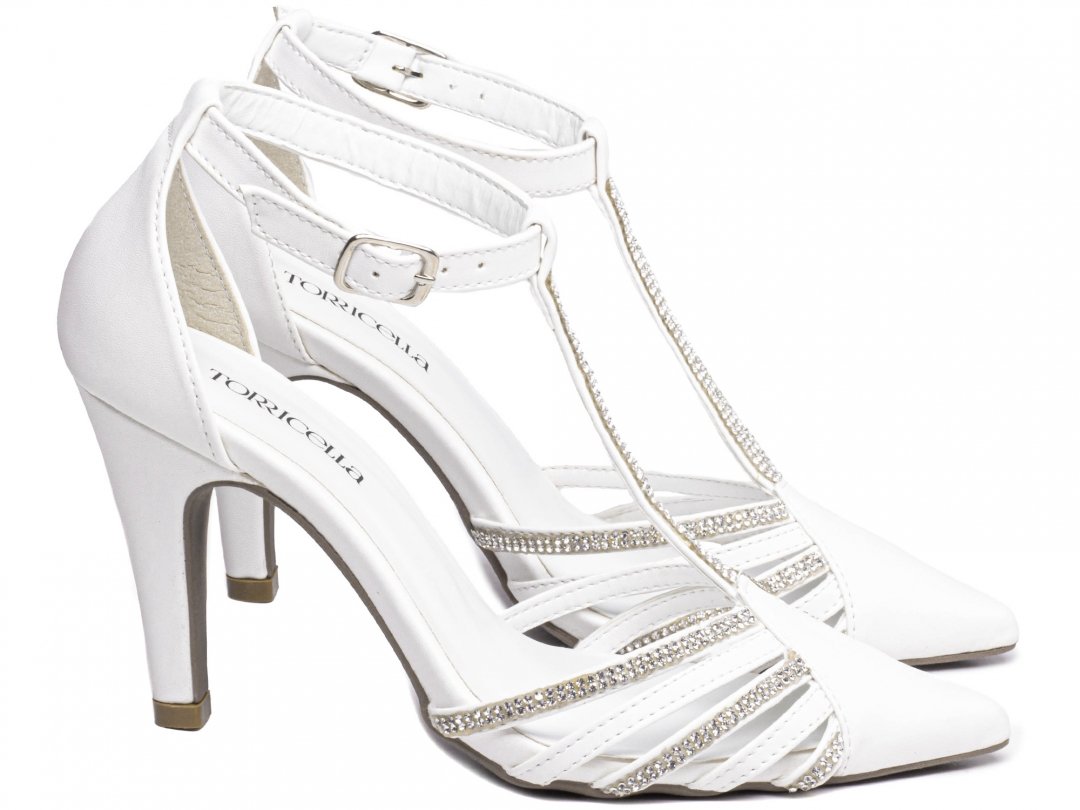 Brilho Nupcial: Scarpin com Strass Prata Salto 9cm - Beleza Radiante Branco 3