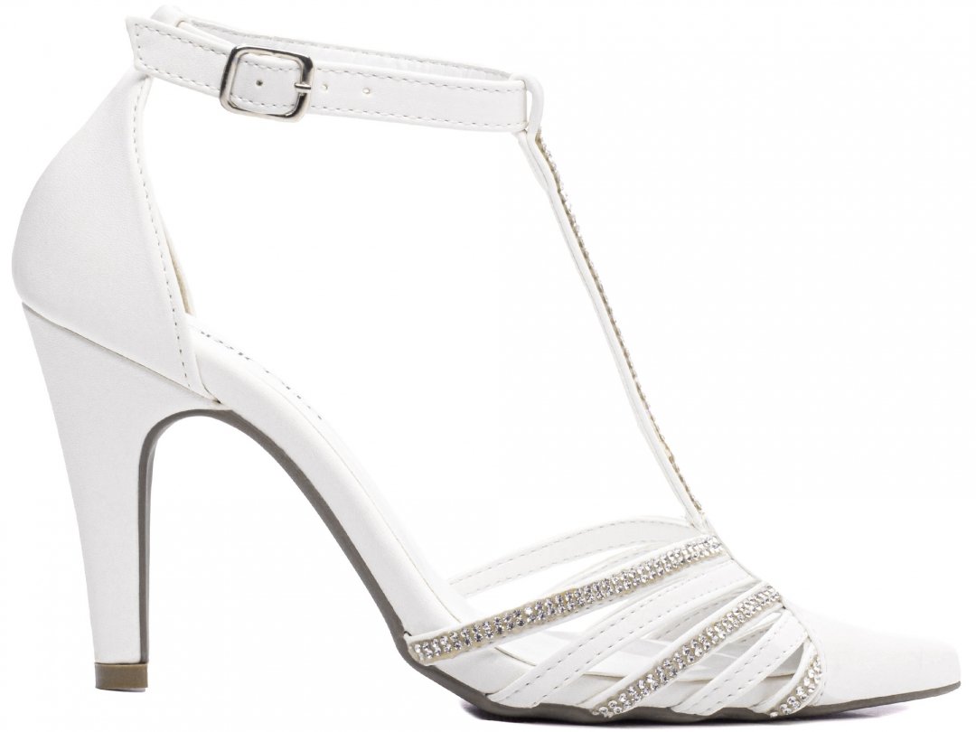 Brilho Nupcial: Scarpin com Strass Prata Salto 9cm - Beleza Radiante Branco 4