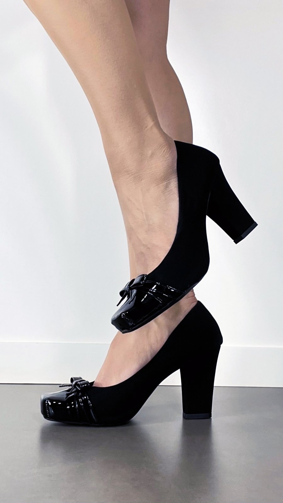 Sapato Feminino Scarpin Salto Quadrado Bico Fino Scarpin Bico