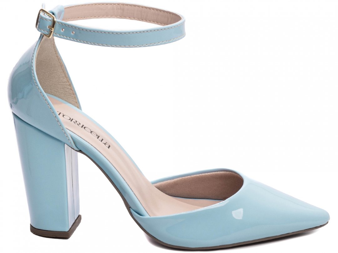 Scarpin Aberto com Fivela - Salto 9cm - Luxo e Glamour em Azul Azul 1