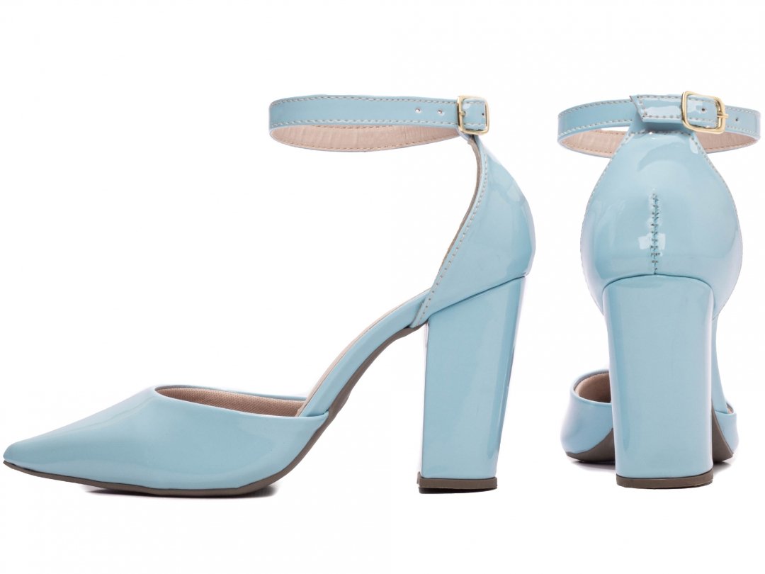 Scarpin Aberto com Fivela - Salto 9cm - Luxo e Glamour em Azul Azul 2