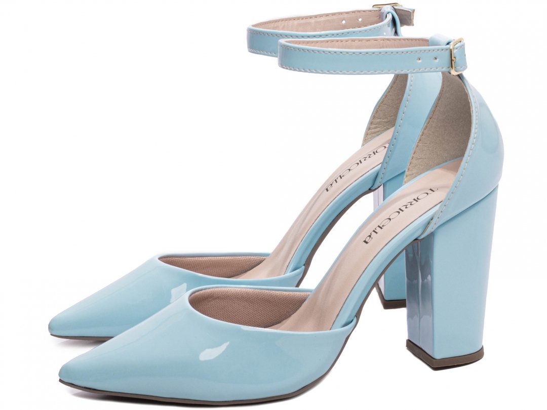 Scarpin Aberto com Fivela - Salto 9cm - Luxo e Glamour em Azul Azul 3
