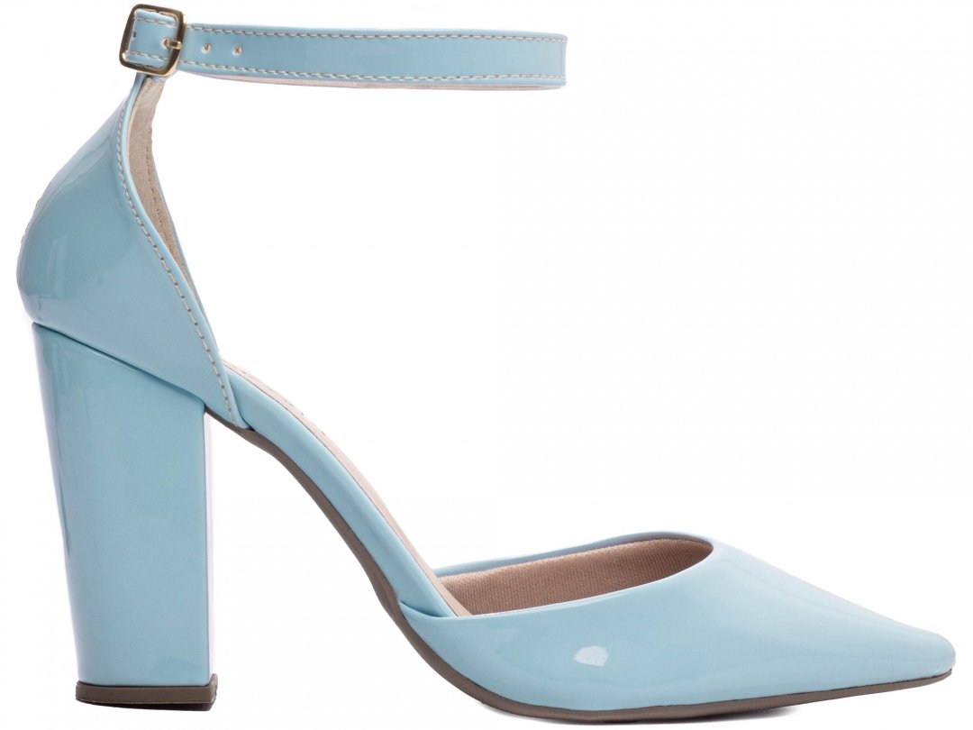 Scarpin Aberto com Fivela - Salto 9cm - Luxo e Glamour em Azul Azul 5