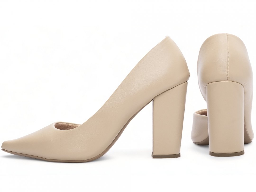 Scarpin Aberto do Lado Salto 8,5cm - Glamour Inovador em Bege Bege 2
