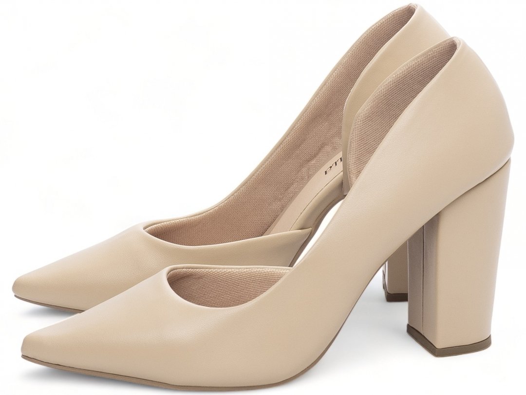 Scarpin Aberto do Lado Salto 8,5cm - Glamour Inovador em Bege Bege 3