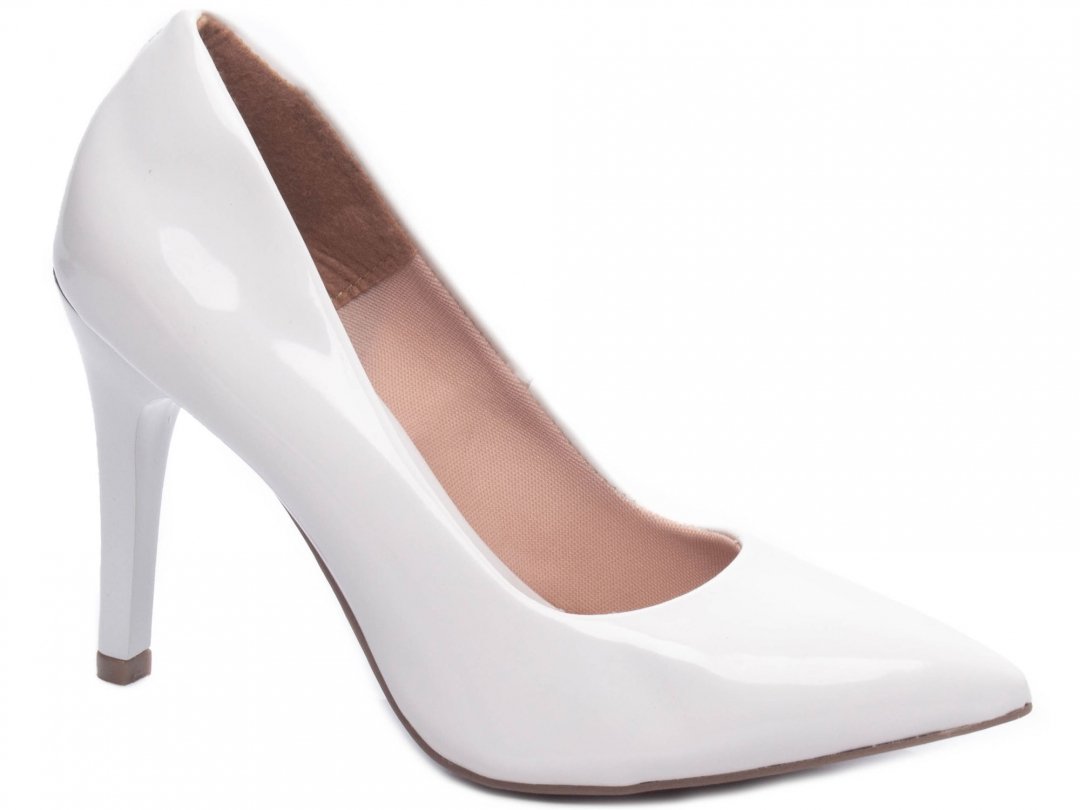 Scarpin Classico Luxo e Glamour - Salto 10cm Fino em Cone Branco