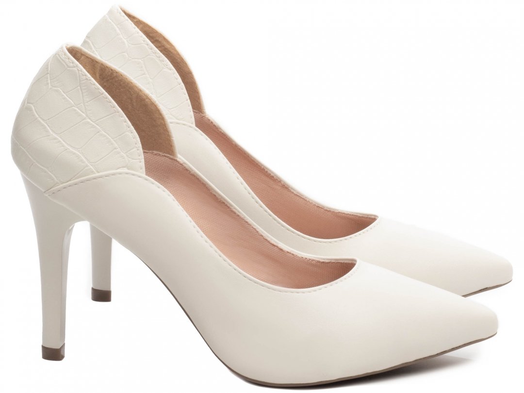 Scarpin Luxo Classe A - Salto 10 Fino Super Elegante - Off White Branco 4