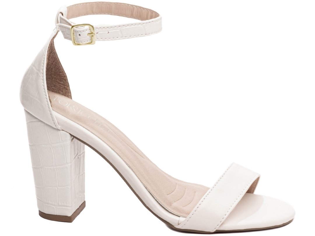 Sandalia Salto 8,5cm - Charme Off White: Elegancia & Conforto Branco 1