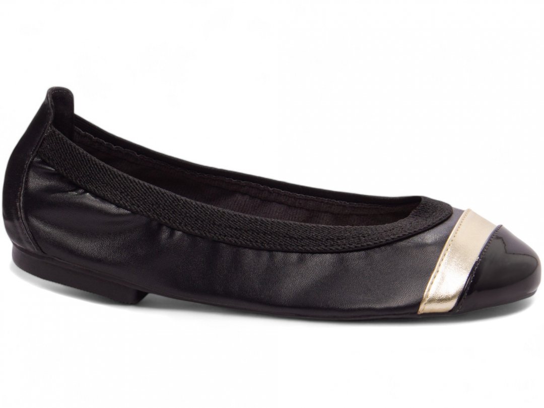 Sapatilha Maria Mole Bag Shoes - Praticidade e Conforto em Verniz Preto, Napa Preto e Metalizado Ouro Light
